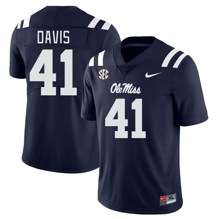 Ole Miss Rebels #41 Caden Davis College Football Jerseys Stitched Sale-Navy